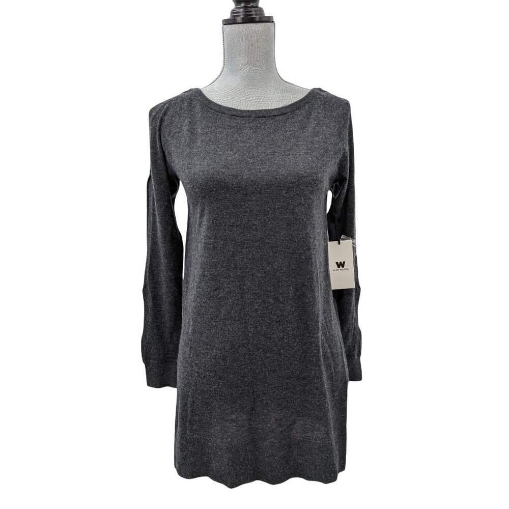 W By Worth Pullover Sweater Womens XP = XS Gray Cutout Sleeve